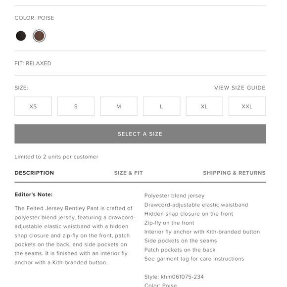 Kith Felted Jersey Bentley Pants - Picture 2 of 13